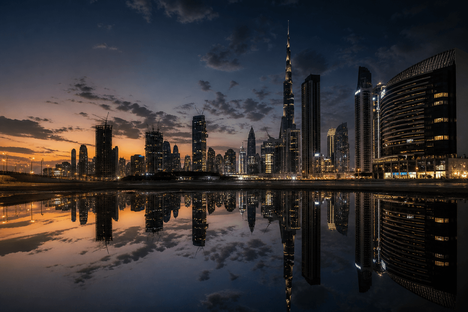 Dubai skyline at dusk